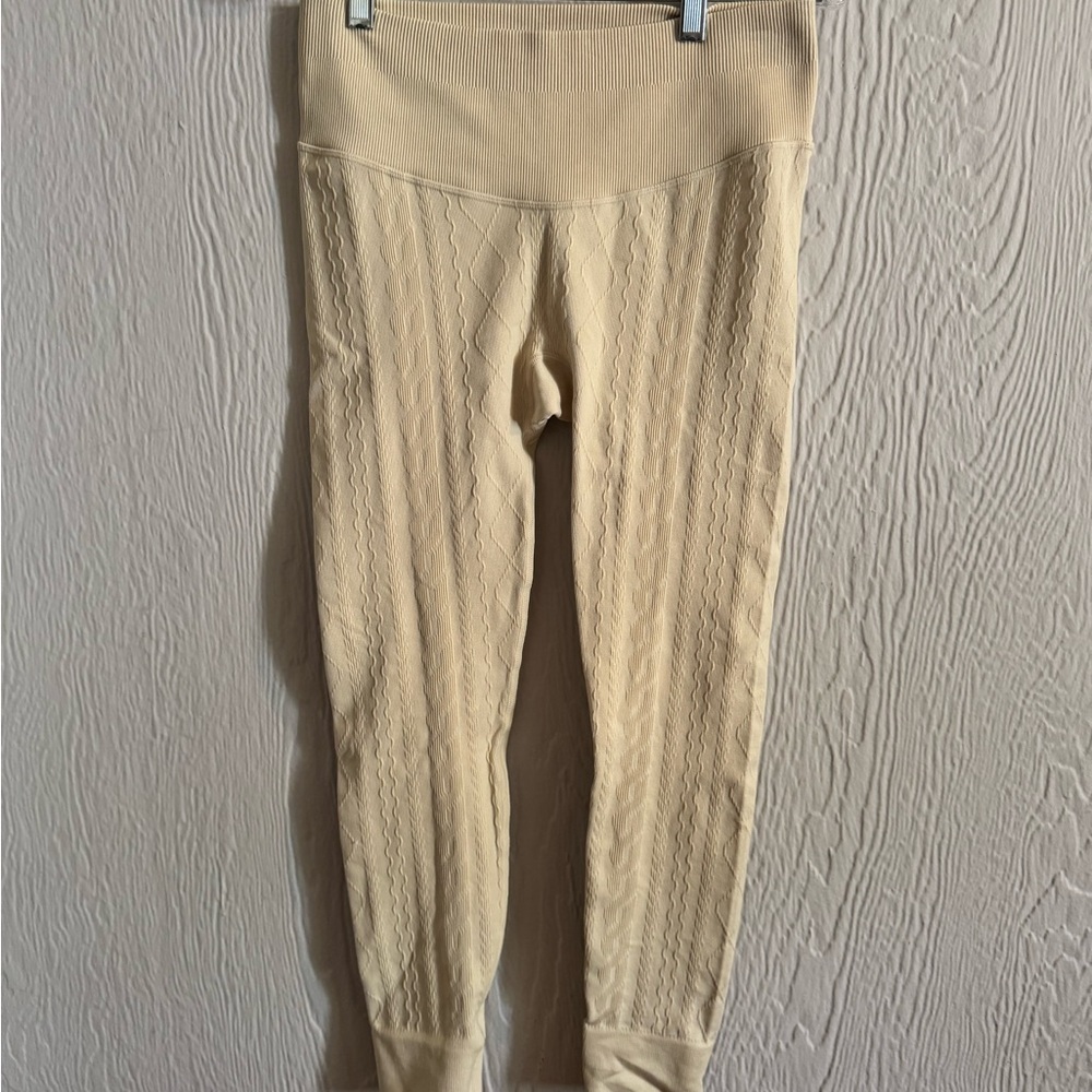 JoyLab Cream Cable-Knit High-Waist Leggings